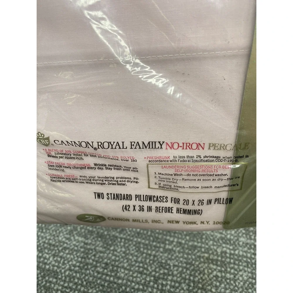 Cannon VTG Sheets Solid Pink Full Set W Pillowcases Non Iron Percale NIP NOS HG3